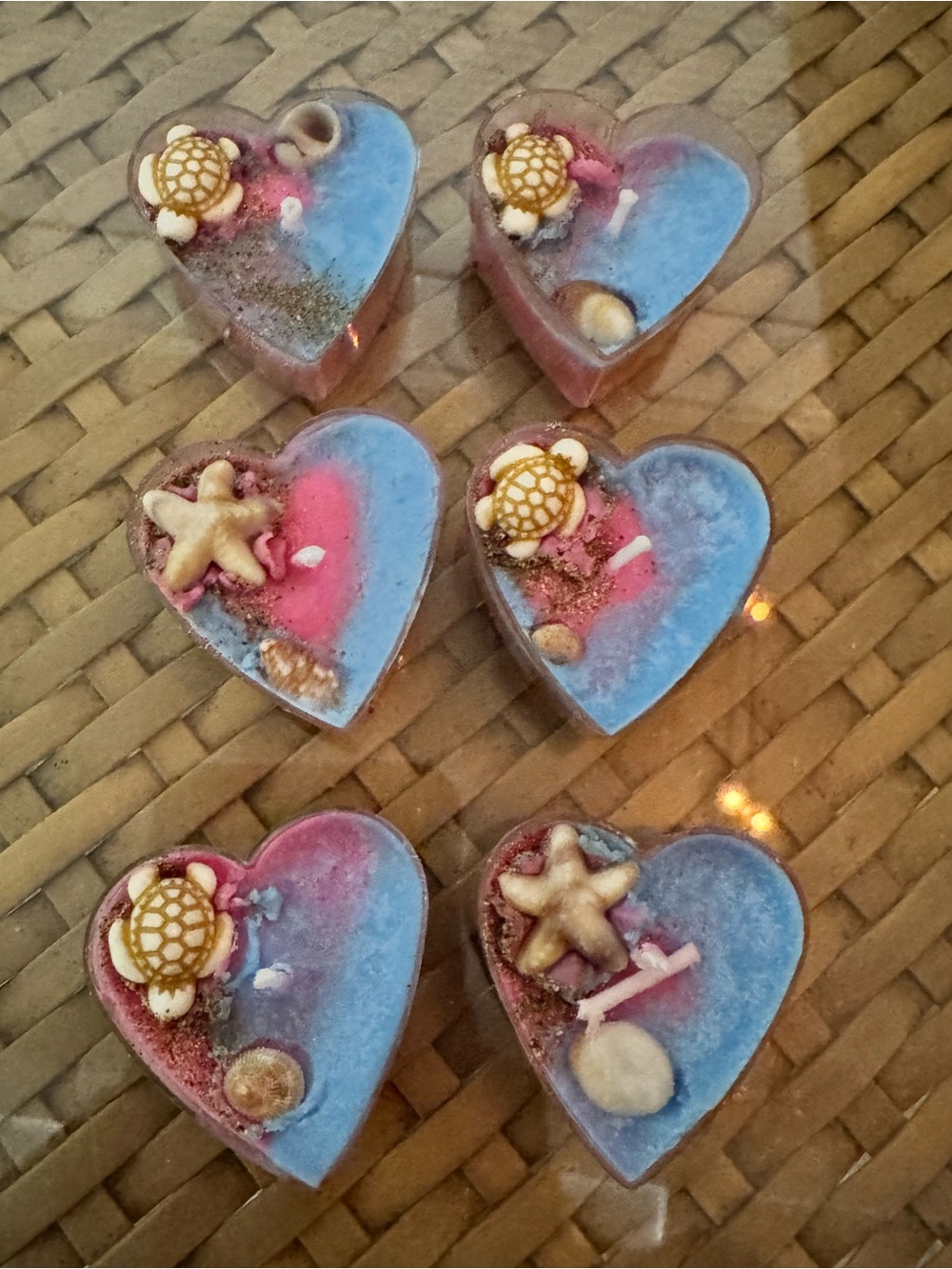 Handmade Heart Beach Tea Lights - cotton candy maui beach